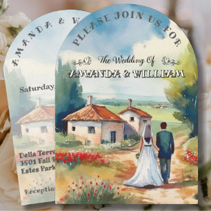 Invitation Mariage Aquarelle Campagnard Charme Rustique