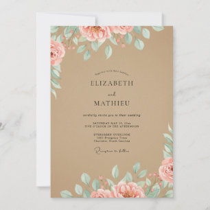Invitation Mariage Aquarelle Corail Tan
