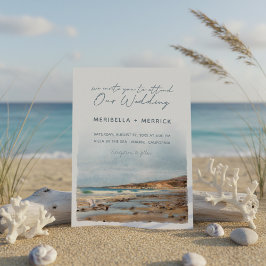 Invitation Mariage aquarelle de Malibu | Oiseaux de plage cal