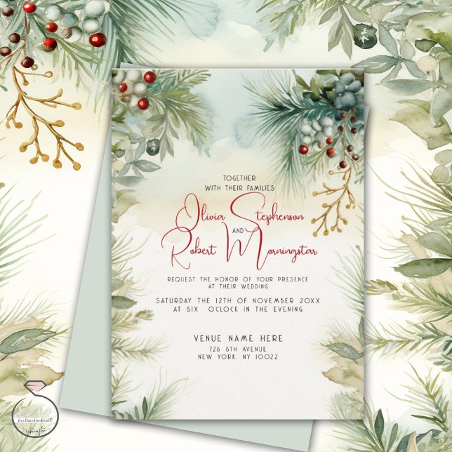 Invitation Mariage | Aquarelle d'hiver (Créateur téléchargé)