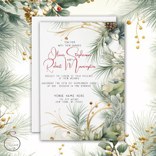 Invitation Mariage   Aquarelle d'hiver Botanique