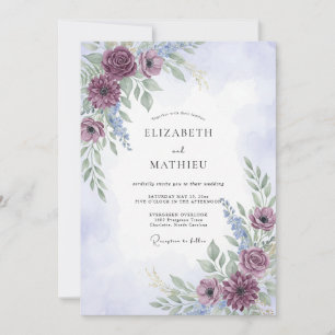 Invitation Mariage Aquarelle Éthéré au Plum