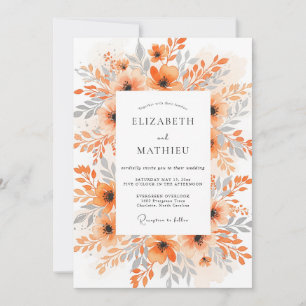 Invitation Mariage Aquarelle Exquise Orange