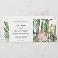 MARIAGE AQUARELLE FAUNE CACTUS FLEURS ROSES BOHO