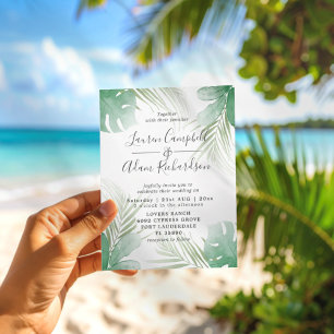 Invitation Mariage aquarelle feuilles de palmiers tropicaux