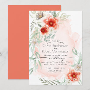 Invitation Mariage   Aquarelle Flame Fleurs d'araignée