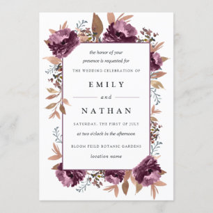 Invitation Mariage Aquarelle Fleur Moderne Violette