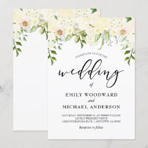 Invitation Mariage aquarelle floral crème ivoire romantique