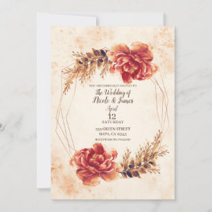 Invitation Mariage Aquarelle Florale Épices Automne