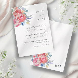 Invitation Mariage aquarelle florale rose moderne