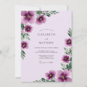 Invitation Mariage aquarelle gracieux lavande
