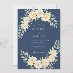 Invitation Mariage aquarelle jaune ardoise