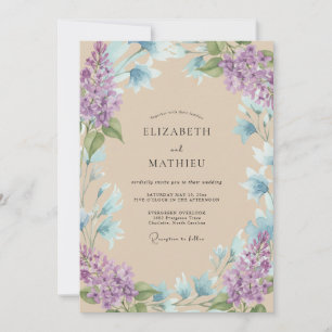 Invitation Mariage aquarelle lilas aqua