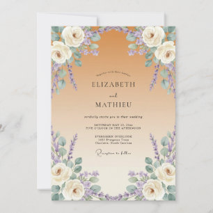 Invitation Mariage aquarelle lilas champagne