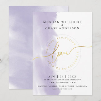 Invitation MARIAGE | Aquarelle Lilas Violet