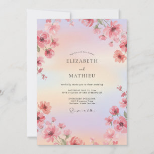 Invitation Mariage aquarelle lumineux rose