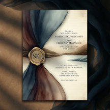 Mariage aquarelle ombré prune et bleu