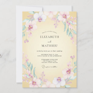Invitation Mariage aquarelle orchidée au beurre