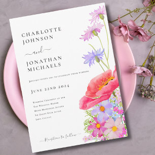 Invitation Mariage Aquarelle Pastel Fleur Sauvage Moderne