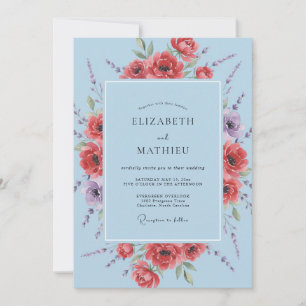 Invitation Mariage aquarelle pavot corail
