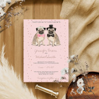 Mariage aquarelle Pug rose