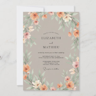 Invitation Mariage aquarelle serein taupe