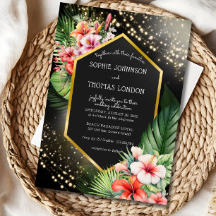 Invitation Mariage aquarelle tropical au bord de la mer la nu
