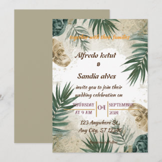 Invitation mariage aquarelle tropical palmier plage été