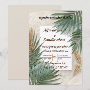 Invitation mariage aquarelle tropical palmier plage été