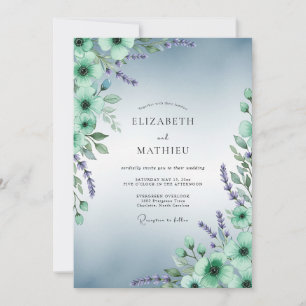 Invitation Mariage Aquarelle Vert Menthe Sérénité
