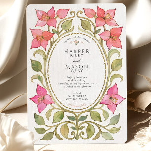 Invitation Mariage aquarelle vintage Bougainvillea