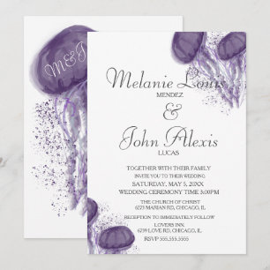 Invitation Mariage aquatique éclaboussure de méduse à l'aquar
