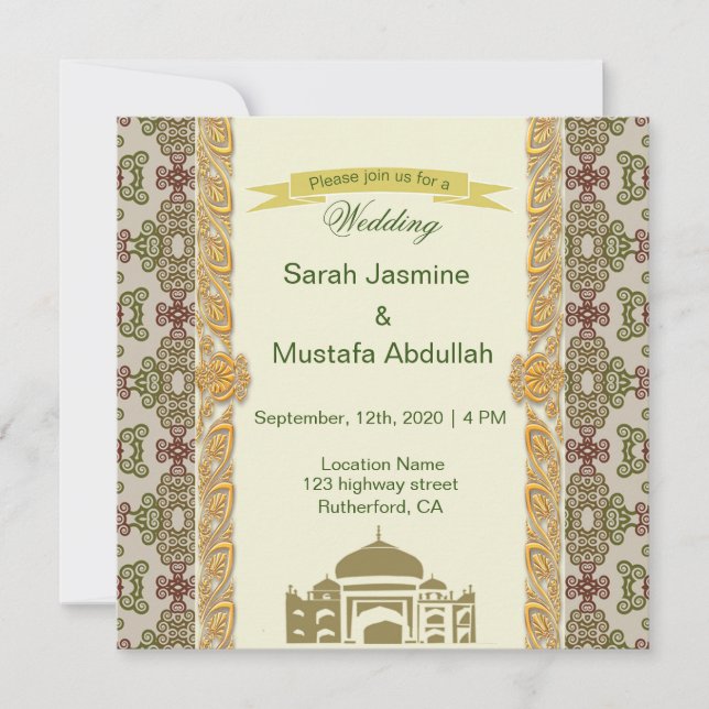 Invitation Mariage arabe islamique (Devant)