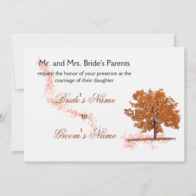 Invitation Mariage arbre d'automne - rouille (Devant)