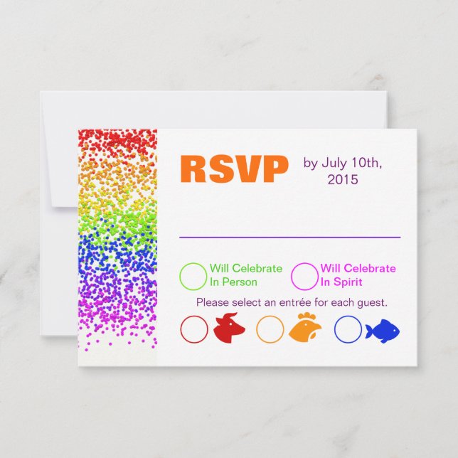 Invitation Mariage arc-en-ciel amusant et moderne RSVP (Devant)
