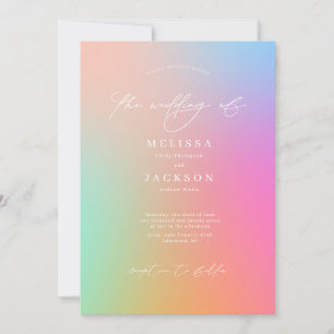 Invitation Mariage arc-en-ciel minimaliste avec script lumine