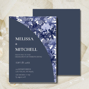Invitation Mariage Arch Aquarelle Marine Bleu Floral