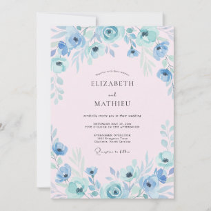 Invitation Mariage Arch en Fleur de Bleu Poussiéreux