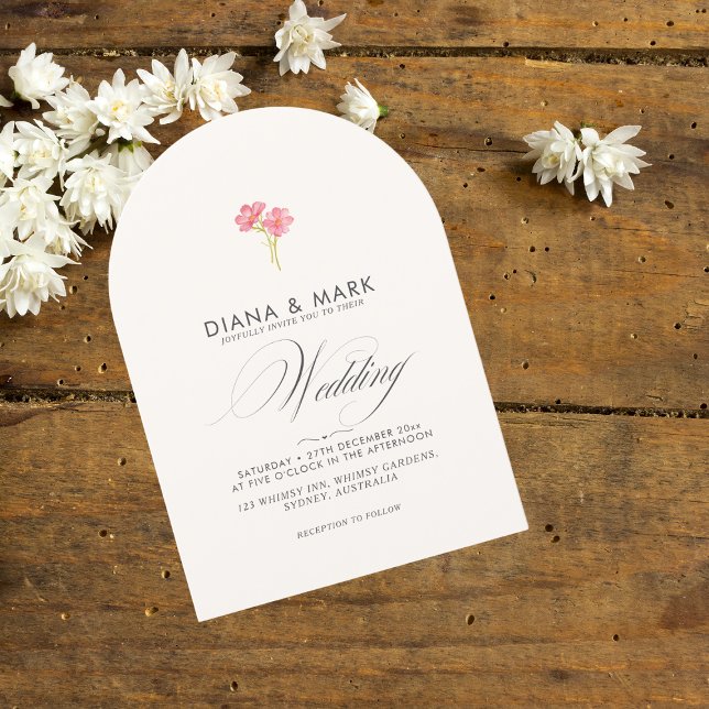 Invitation Mariage Arché Fleur sauvage Tendance Boho Rose Bol (Créateur téléchargé)
