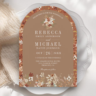 Invitation Mariage Arche Florale Fleurs Sauvages Beige Terrac