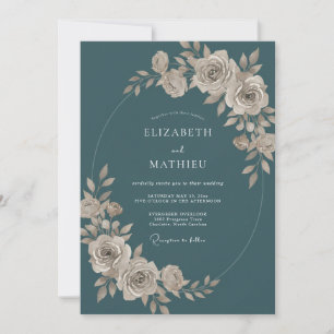 Invitation Mariage Ardoise Ivoire Rose Poussiéreux