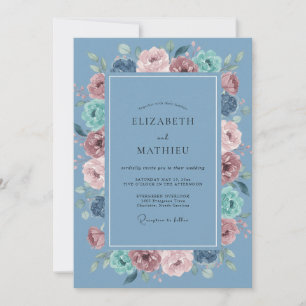 Invitation Mariage Ardoise Mauve Poussiéreux Ranunculus Eucal