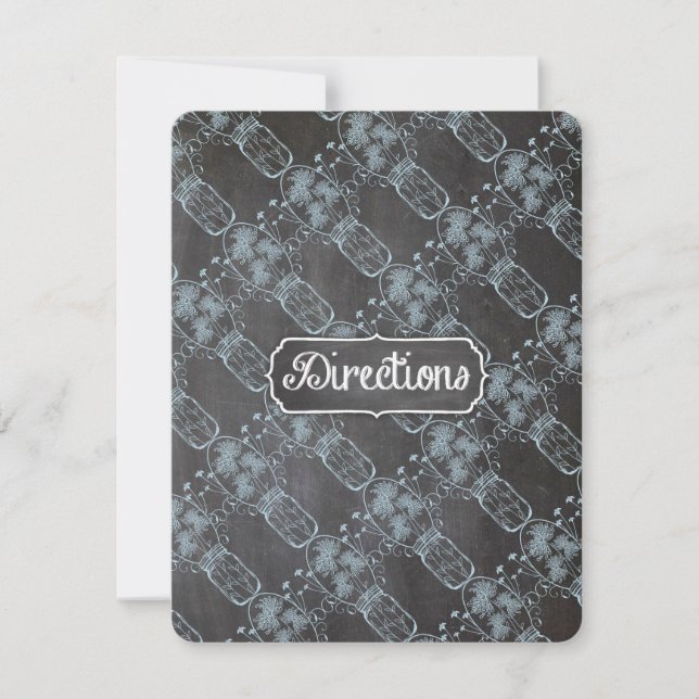 Invitation Mariage ardoise pot mason bleu rustique (Devant)