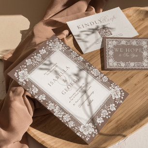 Invitation Mariage Argent Classique QR Photo Dentelle Vieille
