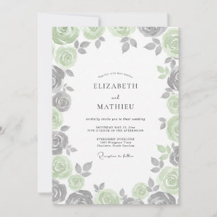 Invitation Mariage Argenté à la Sauge au Feuillage de la Ment