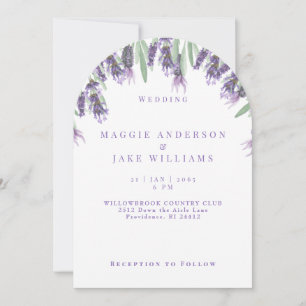 Invitation Mariage arqué de la lavande aquarelle