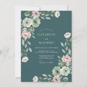 Invitation Mariage Arrangement Luxuriant de Fleurs de Thé