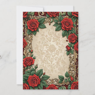 Invitation Mariage Arrière - plan de parchemin Floral Roses r