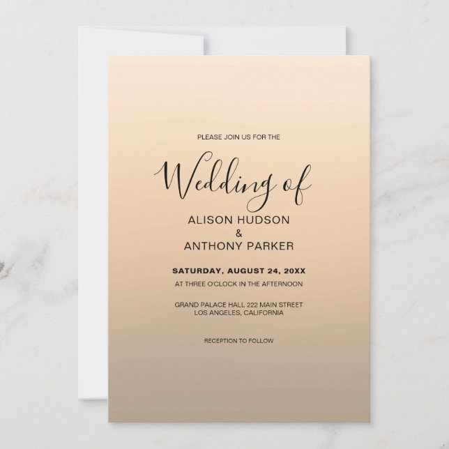 Invitation Mariage Arrière - plan Ombre beige (Devant)