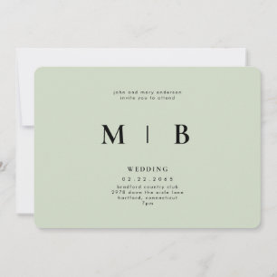Invitation Mariage arrondi à l'échelle monographique simple e